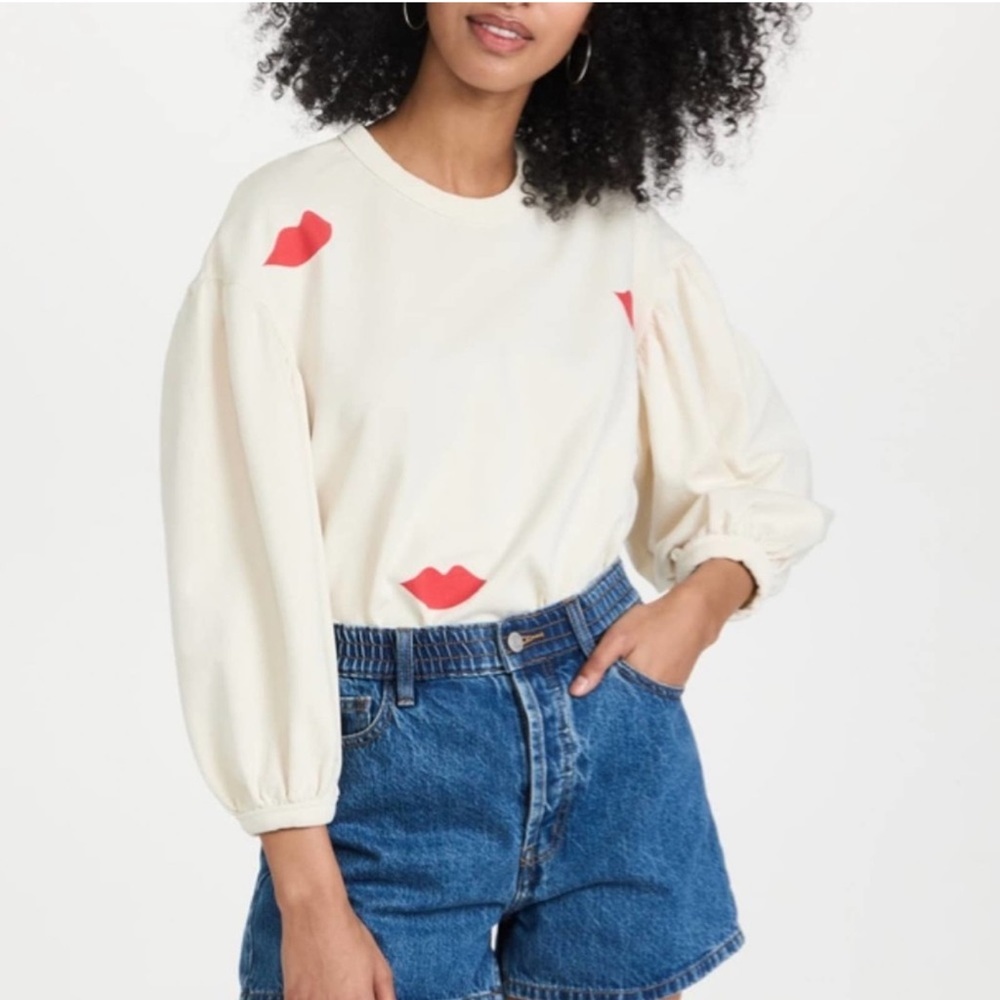 Clare V. Drop Shoulder Lips Sweatshirt